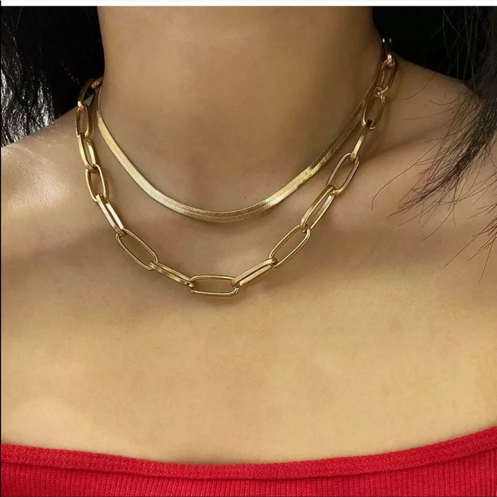 New Women’s Yellow Gold Plated 2 Layers Necklace - Picture 7 of 7